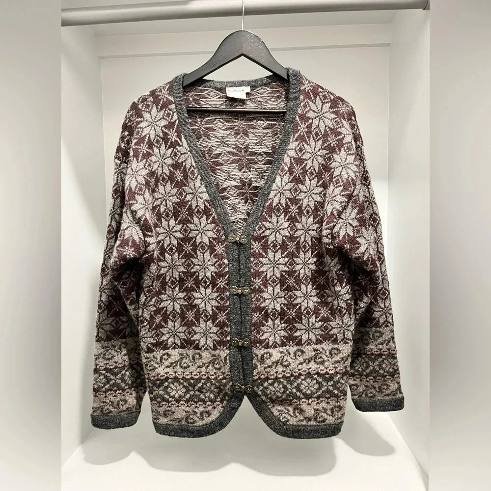 Vintage H&M WOMAN COLLECTION 100% Shetland Wool Nordic cardigan Large bradenburg